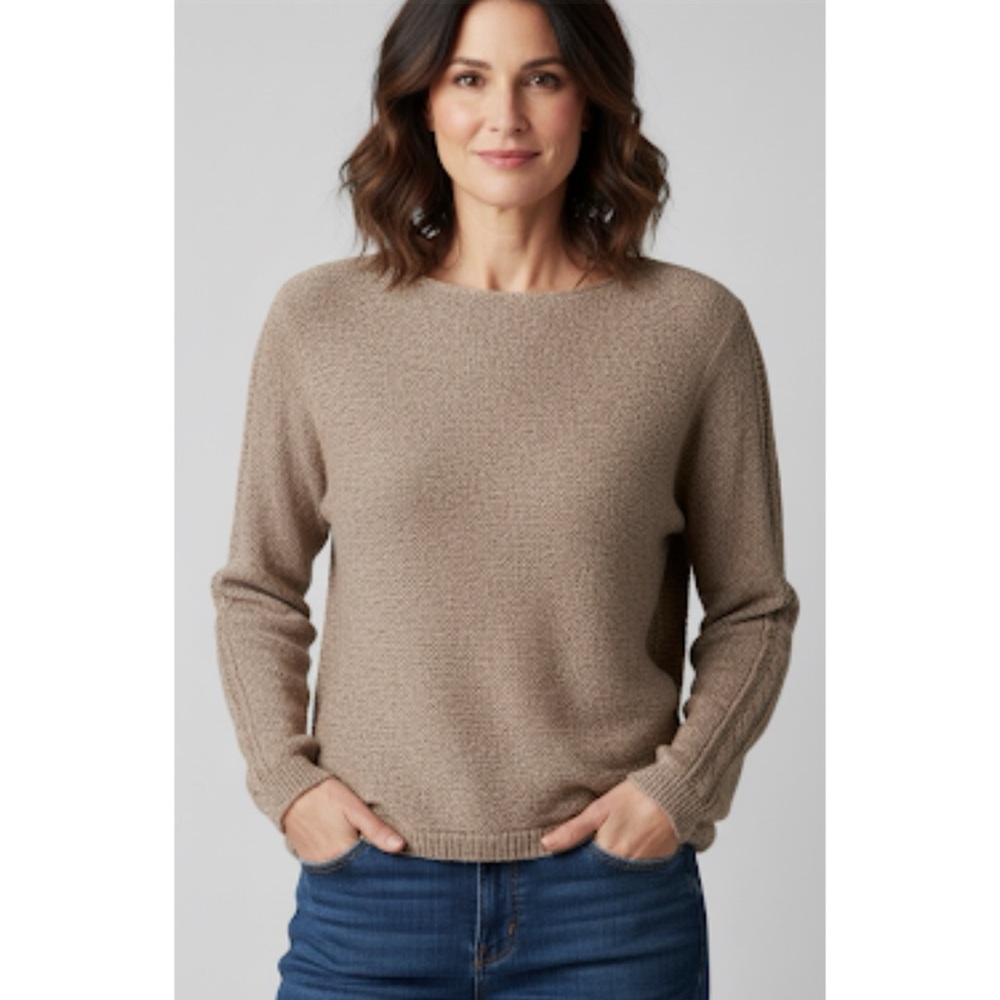 Rachel Zoe Brown Cotton Mix Crew Lightweight Sweater Size XL